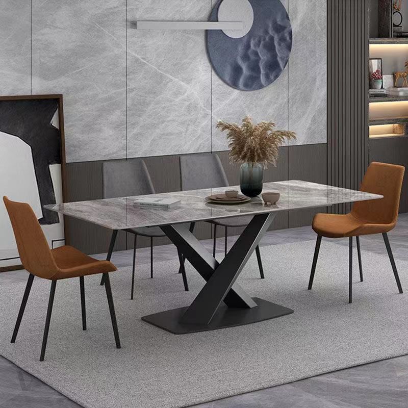 Metal Traditional Luxury Rectangle Dining Table Sintered Stone Top Indoor Table with Pedestal Base Clearhalo ' dining_table' 'Dining Tables & Seating' 'Dining Tables' 'furn' 'furn_dining_table' 'Furniture' 'furniture_dining_table' 'Kitchen & Dining Furniture' 'kitchen&dining_furn' 'kitchen' 'kitchen_dining_table' 1200x1200_ff8f39a7-876e-42d0-82c1-a3b127c96ba4
