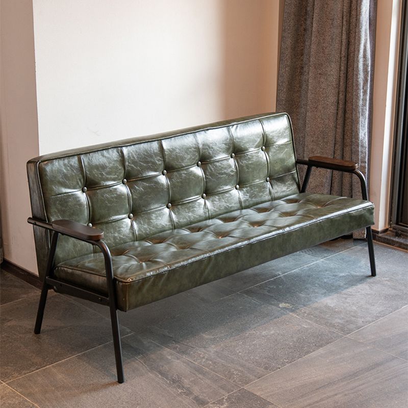 Sofá de brazo empotrado de sofá de cuero de 27.95 "con mechones con mechones posteriores