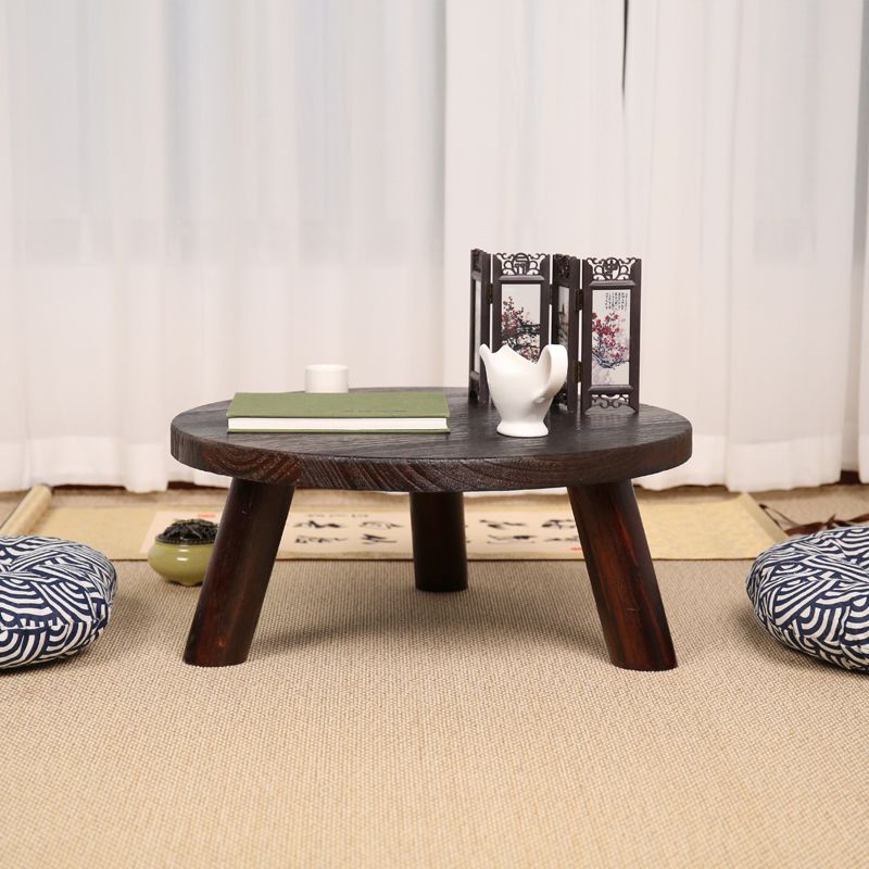 7,8'H Moderner 3-beiniger runder Couchtisch mit Holzsockel für Apartment-Schlafzimmer