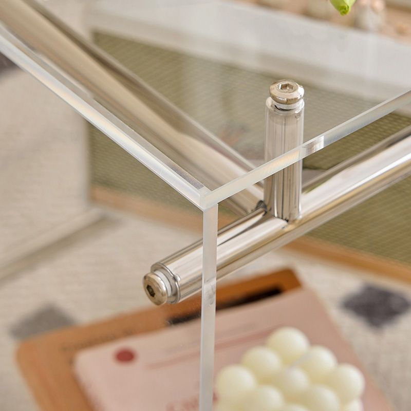 Acrylic End Table Metal Accent Side Table for Living Room with Wheels