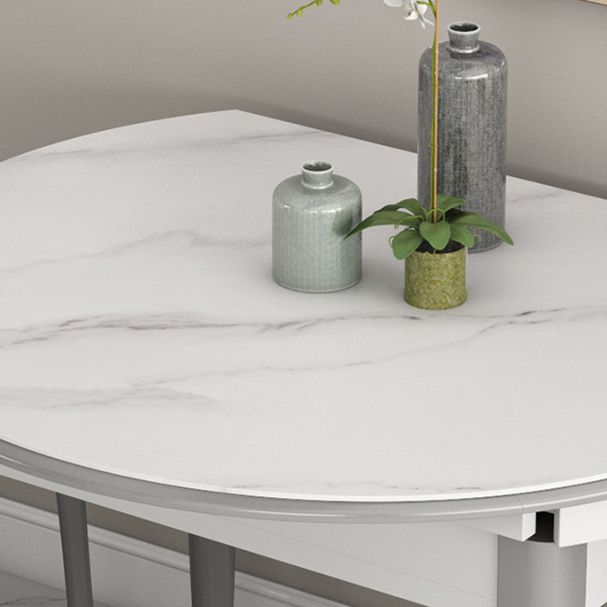 Slate and Wood Table Contemporary Retractable Round Dining Table Clearhalo 'Dining Tables & Seating' 'Dining Tables' 'dining_table' 'furn' 'furn_dining_table' 'Furniture' 'Kitchen & Dining Furniture' 1200x1200_ff935480-763c-4b83-893f-c62d37087f72