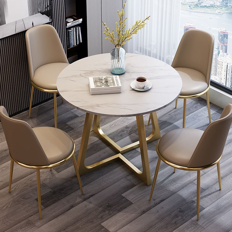 Modern Style Sintered Stone Dining Table Round Table with Double Pedestal Base Clearhalo ' dining_table' 'Dining Tables & Seating' 'Dining Tables' 'furn' 'furn_dining_table' 'Furniture' 'furniture_dining_table' 'Kitchen & Dining Furniture' 'kitchen&dining_furn' 'kitchen' 'kitchen_dining_table' 1200x1200_ff93c083-f28a-47b1-af5e-b947e9df94d9