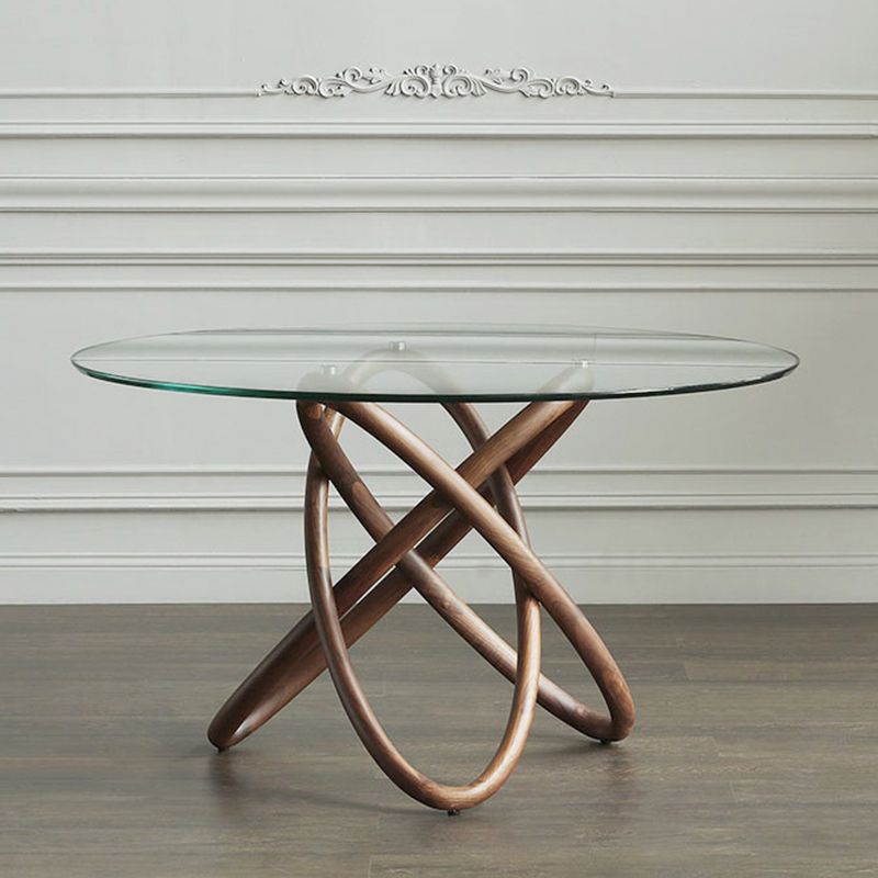 Modern Round Glass Clear Top Dining Table with Single Pedestal Clearhalo 'Dining Tables & Seating' 'Dining Tables' 'dining_table' 'furn' 'furn_dining_table' 'Furniture' 'Kitchen & Dining Furniture' 1200x1200_ff96b840-ebae-41f5-a652-466325c291a4