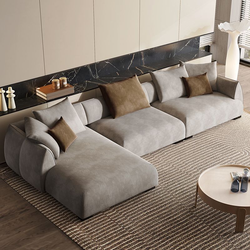 Mid-secolo moderno tessuto a forma L sezionale sezionale con cuscini