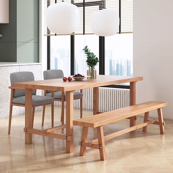 Rectangle Pine Wood Table for Restaurant Modern Dining Table with Trestle Base
