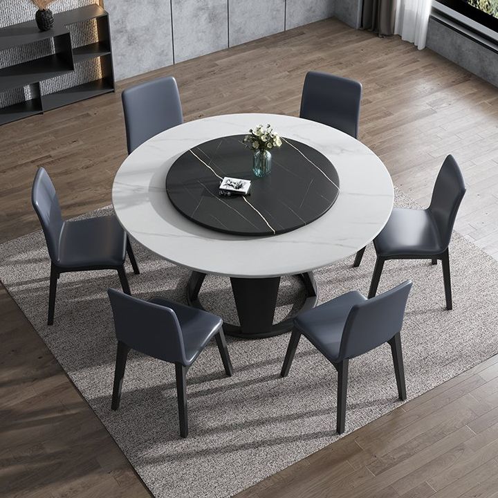 Modern Round Shape Kitchen Dining Table Sintered Stone Standard Dining Table with Pedestal Base Clearhalo ' dining_table' 'Dining Tables & Seating' 'Dining Tables' 'furn' 'furn_dining_table' 'Furniture' 'furniture_dining_table' 'Kitchen & Dining Furniture' 'kitchen&dining_furn' 'kitchen' 'kitchen_dining_table' 1200x1200_ff985db8-6b0b-45f4-8128-553dfec644a1