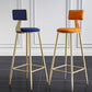 Nordic Armless Backrest Counter Stool Steel Cafe Bar Stool with Velvet Cushion and Pedal Clearhalo 'Bar Furniture' 'Bar Stools' 'bar_stools' 'furn' 'furn_bar_stools' 'Furniture' 'furniture_bar_stools' 'Kitchen & Dining Furniture' 1200x1200_ff993e84-d179-4dc2-8384-4653aadd9fb7
