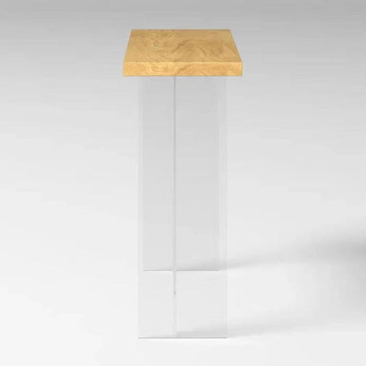 長方形のソリッドウッドバーの高さテーブルコンテンポラリーアクリル二重台座バーテーブル