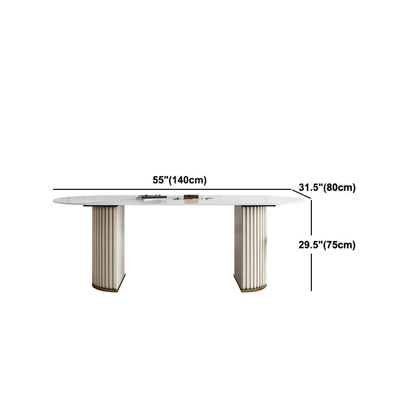 Glam Style Oval Sintered Stone Dining Set 1/4/5/7 Pieces Dining Set for Dining Areas Clearhalo 'Dining Room Sets' 'Dining Tables & Seating' 'dining_room_set' 'furn' 'furn_dining_room_set' 'Furniture' 'furniture_dining_room_set' 'Kitchen & Dining Furniture' 1200x1200_ff99bcfd-95ba-49ec-8026-ccf784e9940d