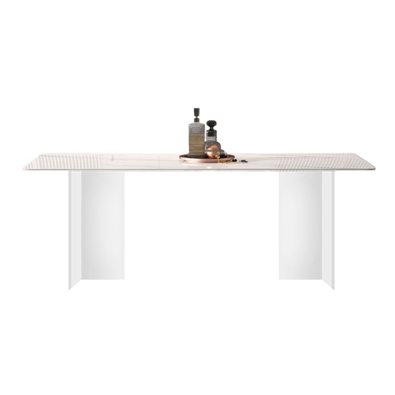Modern White Stone Table Rectangle Dining Room Table for Kitchen