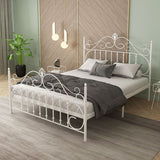Glam Metal Bed Frame with Camelback Open-Frame Headboard and Footboard