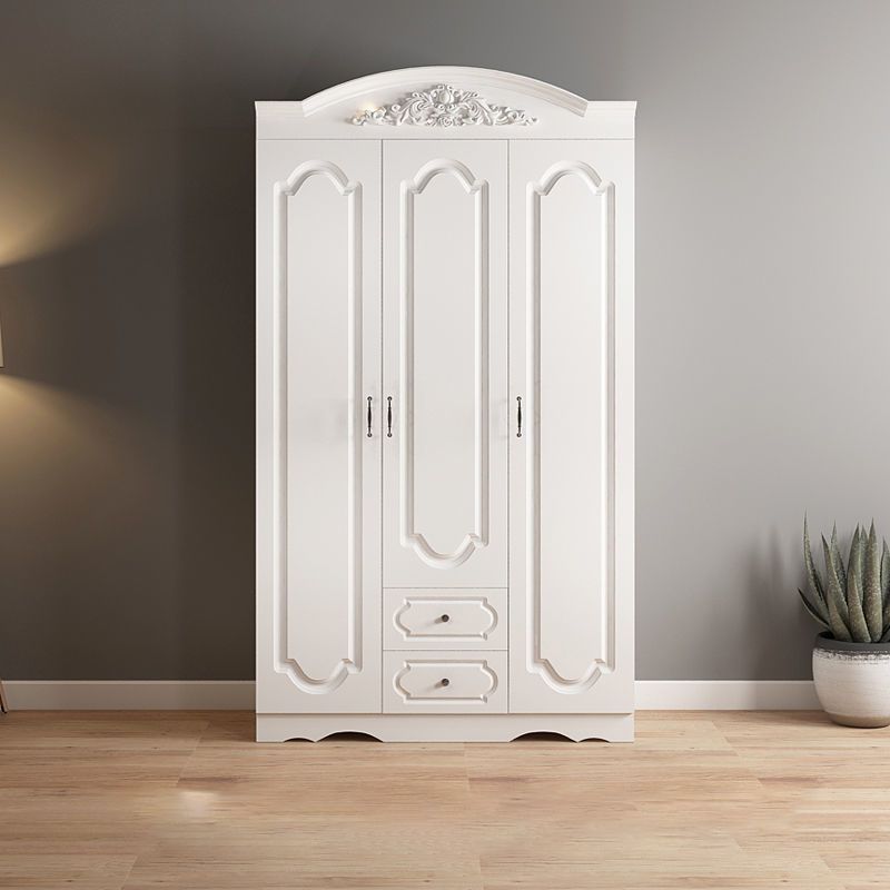 Engineered Wood Wardrobe Closet with Garment Rod White Wardrobe Cabinet Clearhalo 'Armoires & Wardrobes' 'armoires_wardrobes' 'Bedroom Furniture' 'furn' 'furn_armoires_wardrobes' 'Furniture' 1200x1200_ff9a8ee2-b71e-4eab-920d-900f808d98e5