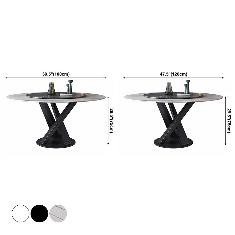 Contemporary Sintered Stone Round Dining Table Kitchen Standard Dining Table with Pedestal Base Clearhalo ' dining_table' 'Dining Tables & Seating' 'Dining Tables' 'furn' 'furn_dining_table' 'Furniture' 'furniture_dining_table' 'Kitchen & Dining Furniture' 'kitchen&dining_furn' 'kitchen' 'kitchen_dining_table' 1200x1200_ff9c4331-40c7-424a-9dc5-2c1999ac84a1