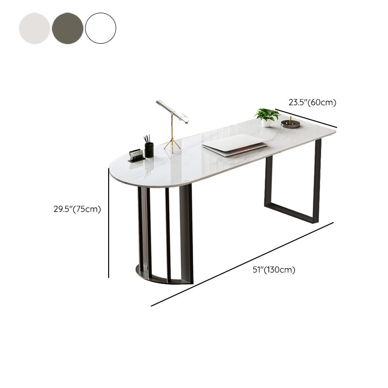 Stone Contemporary Writing Desk Bedroom Office Desk with White Legs Clearhalo 'furn' 'furn_office_desk' 'Furniture' 'Office Desks' 'Office Furniture' 'office_desk' 1200x1200_ff9cb8f6-868d-4561-aa1a-9b53b1be483d