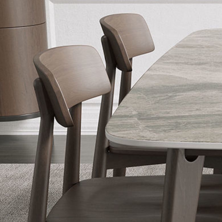 Modern Stone Dining Room Table for 2-6 Person Grey Rectangular Top Clearhalo 'Dining Tables & Seating' 'Dining Tables' 'dining_table' 'furn' 'furn_dining_table' 'Furniture' 'Kitchen & Dining Furniture' 1200x1200_ff9d6de8-7103-407d-bd10-be34c11cf5e6