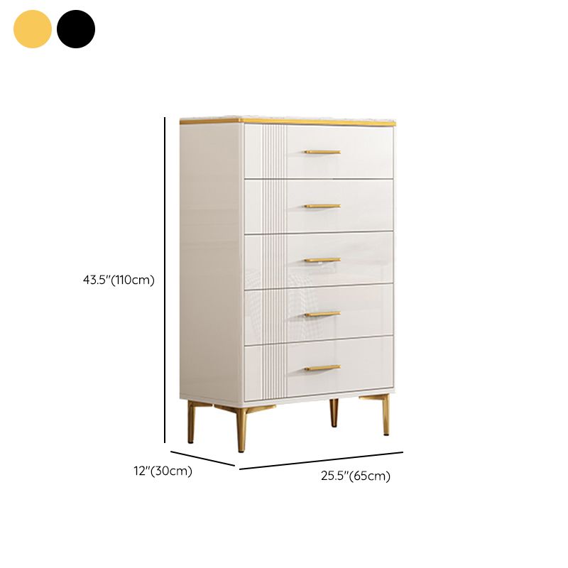 Glam Stone Coffre de rangement pour chambre à coucher, 30 cm de large, blanc avec tiroirs