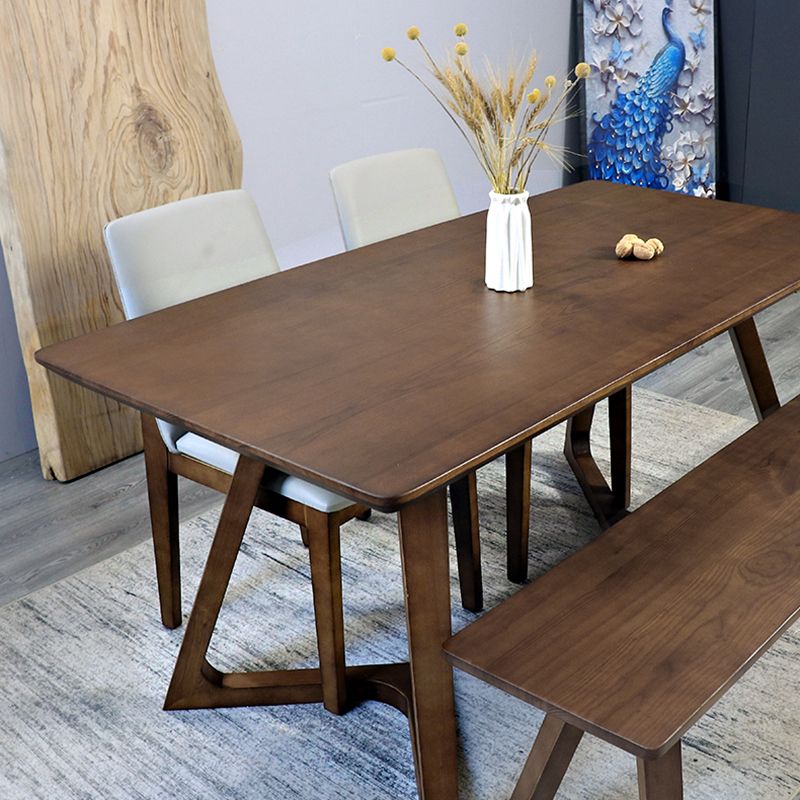 Modern Solid Wood Brown Dining Table Rectangle Shape Dining Table with Double Pedestal Bases Clearhalo ' dining_table' 'Dining Tables & Seating' 'Dining Tables' 'furn' 'furn_dining_table' 'Furniture' 'furniture_dining_table' 'Kitchen & Dining Furniture' 'kitchen&dining_furn' 'kitchen' 'kitchen_dining_table' 1200x1200_ffa19c3e-b6b5-4482-b473-9ea59a71c5ea