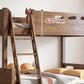 Mid-Century Modern Bunk Bed Rubberwood Solid Color Bed for Home