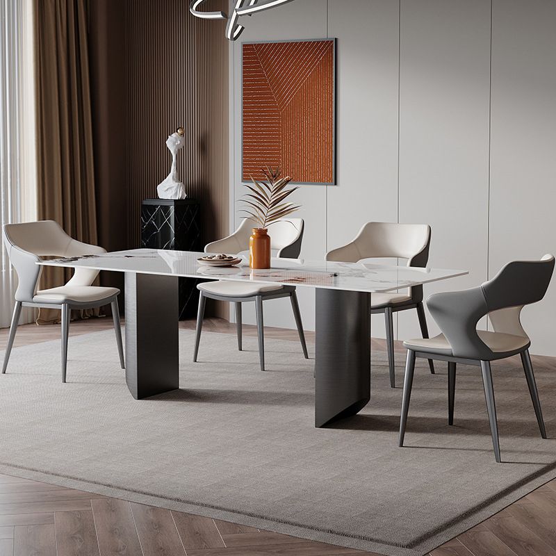 Modern Sintered Stone Top Dining Set Rectangle 1/2/4/5/7 Pieces Dining Table with Chairs Clearhalo 'Dining Room Sets' 'Dining Tables & Seating' 'dining_room_set' 'furn' 'furn_dining_room_set' 'Furniture' 'furniture_dining_room_set' 'Kitchen & Dining Furniture' 1200x1200_ffa213d0-4f65-4f65-aaf2-52c4bc3add8b