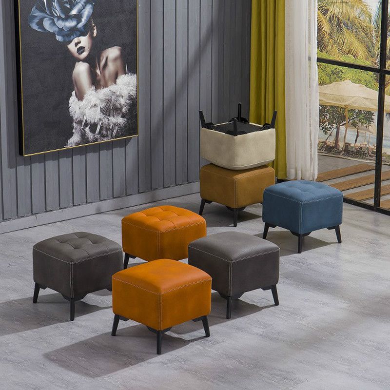 Contemporary Plain Chair Ottoman Plain Cotton Tufted Footstool Ottoman Clearhalo 'furn' 'furn_ottomans_poufs' 'Furniture' 'Living Room Furniture' 'Ottomans & Poufs' 'ottomans_poufs' 1200x1200_ffa2c561-ee1c-4a59-8254-5906544f9dc7