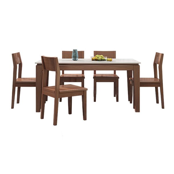 Mid-Century Modern Dining Table Sintered Stone Top Dining Table with Wooden Base for Kitchen Clearhalo ' dining_table' 'Dining Tables & Seating' 'Dining Tables' 'furn' 'furn_dining_table' 'Furniture' 'furniture_dining_table' 'Kitchen & Dining Furniture' 'kitchen&dining_furn' 'kitchen' 'kitchen_dining_table' 1200x1200_ffa35503-72b1-4e27-8e9d-4e1c82b805fc