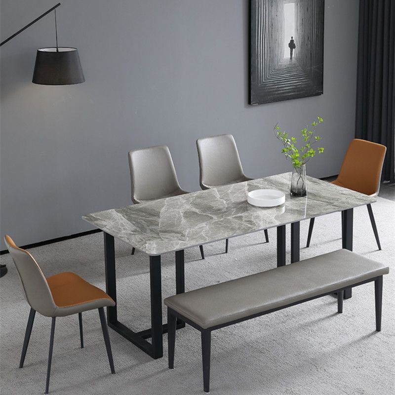 Industrial Grey Table for Restaurant Rectangle Dining Table with Double Pedestal Clearhalo 'Dining Tables & Seating' 'Dining Tables' 'dining_table' 'furn' 'furn_dining_table' 'Furniture' 'furniture_dining_table' 'Kitchen & Dining Furniture' 'kitchen' 'kitchen_dining_table' 1200x1200_ffa4005a-9c36-43fe-8dab-d76d34788cfa