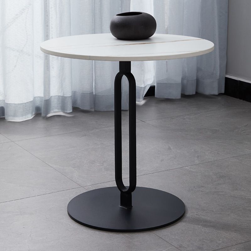 Stone Top Accent Side Table Rundes Sockel Wohnzimmer Metall Ecktisch