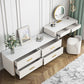 White Make-up Vanity 17.71" Wide Makeup Vanity Desk Table with 6 Drawers Clearhalo 'Bedroom Furniture' 'furn' 'furn_makeup_vanities' 'Furniture' 'Makeup Vanities' 'makeup_vanities' 1200x1200_ffa5b318-8c9a-4916-9f56-e2458f074ba5