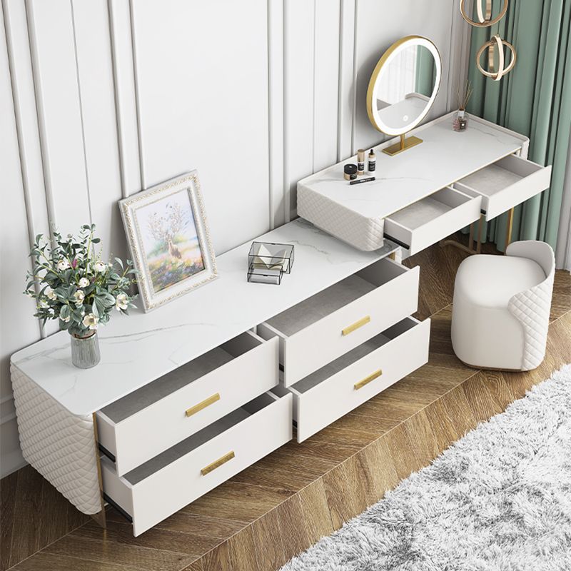 White Make-up Vanity 17.71" Wide Makeup Vanity Desk Table with 6 Drawers Clearhalo 'Bedroom Furniture' 'furn' 'furn_makeup_vanities' 'Furniture' 'Makeup Vanities' 'makeup_vanities' 1200x1200_ffa5b318-8c9a-4916-9f56-e2458f074ba5