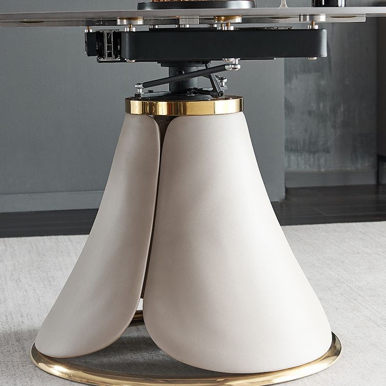Casual Extendable Round Shape Table Sintered Stone Standard Dining Table for Kitchen Clearhalo ' dining_table' 'Dining Tables & Seating' 'Dining Tables' 'furn' 'furn_dining_table' 'Furniture' 'furniture_dining_table' 'Kitchen & Dining Furniture' 'kitchen&dining_furn' 'kitchen' 'kitchen_dining_table' 1200x1200_ffa5ec8a-5c28-4e6f-ba9a-440719b06ed3