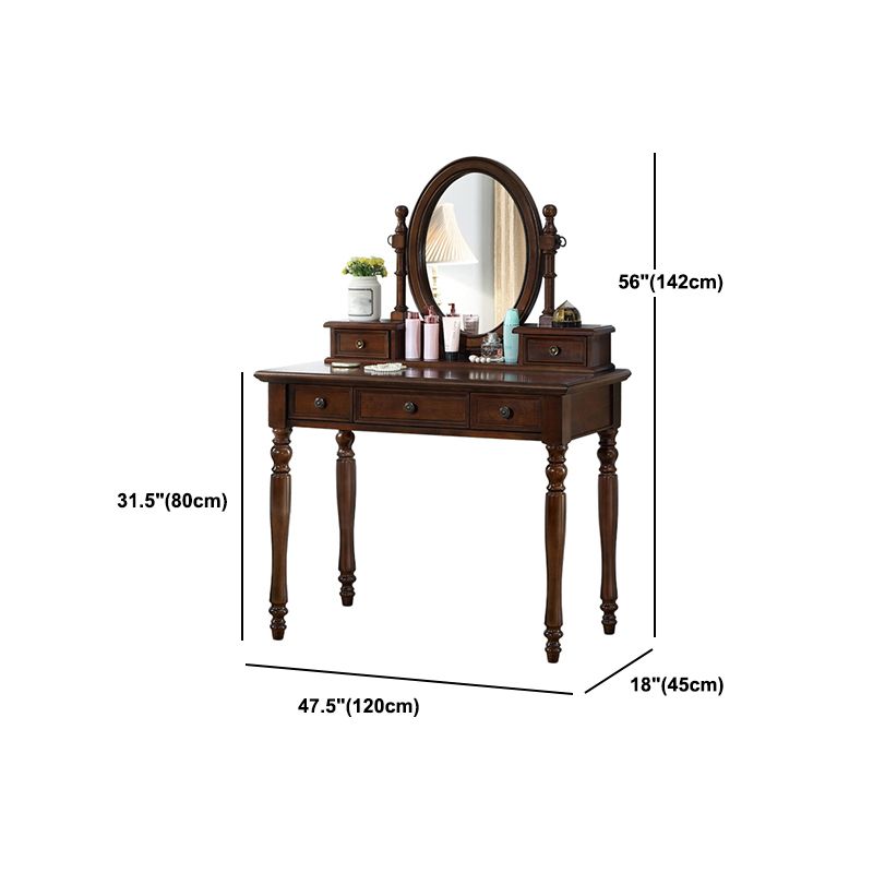 Traditional Wooden Make-up Vanity in Brown/black/white for Bedroom