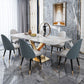 Muebles tradicionales de piedra rectangle de mesa de comedor de lujo con base de pedestal