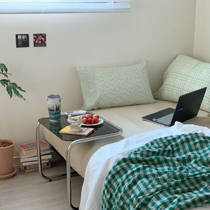 Contemporary Sled Glass Metal Side Table Rectangular Bedside End Table Clearhalo 'Coffee & Accent Tables' 'End & Side Tables' 'end_side_tables' 'furn' 'furn_end_side_tables' 'Furniture' 'Living Room Furniture' 1200x1200_ffa6edb1-7f88-4a98-be50-026a03ae67c2