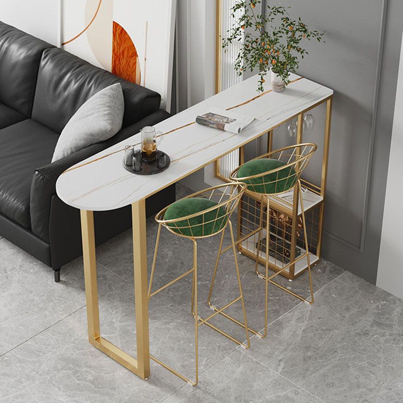 Stone Top Cocktail Bar Table 42-inch Height Metal Base Bar Height Storage Table Clearhalo 'Bar Furniture' 'Bar Tables' 'bar_tables' 'furn' 'furn_bar_tables' 'Furniture' 'furniture_bar_tables' 'Kitchen & Dining Furniture' 'kitchen&dining_furn' 'kitchen' 1200x1200_ffa7406c-a45e-4801-9cf4-cd14cee94d18