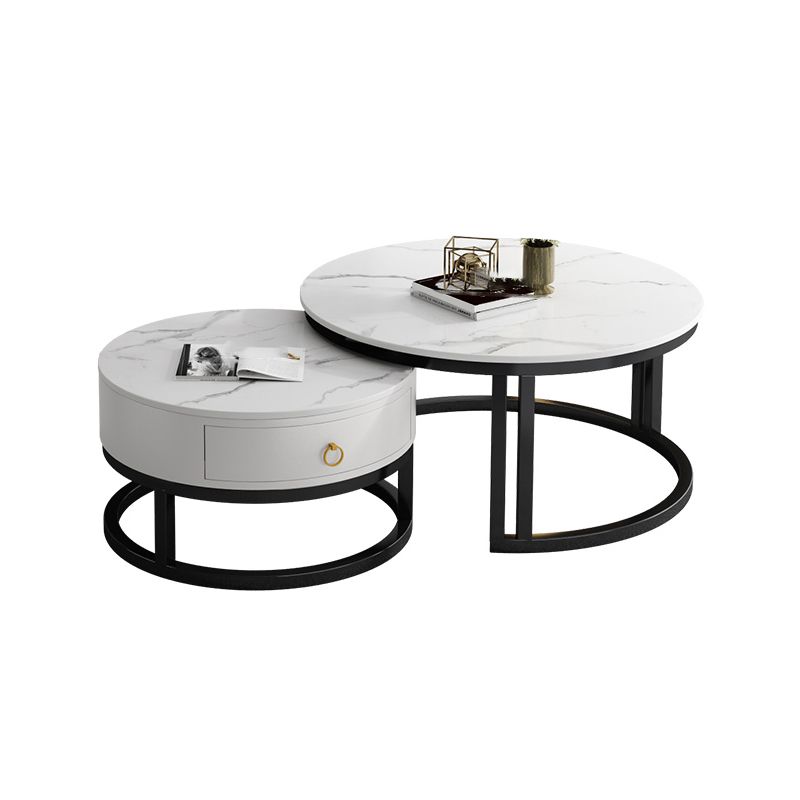 Oval White Coffee Table 2 Legs Slate Coffee Table with Metal Legs Clearhalo 'Coffee & Accent Tables' 'Coffee Tables' 'coffee_tables' 'furn' 'furn_coffee_tables' 'Furniture' 'Living Room Furniture' 1200x1200_ffa7895e-135d-4b91-9c45-f9a480158290