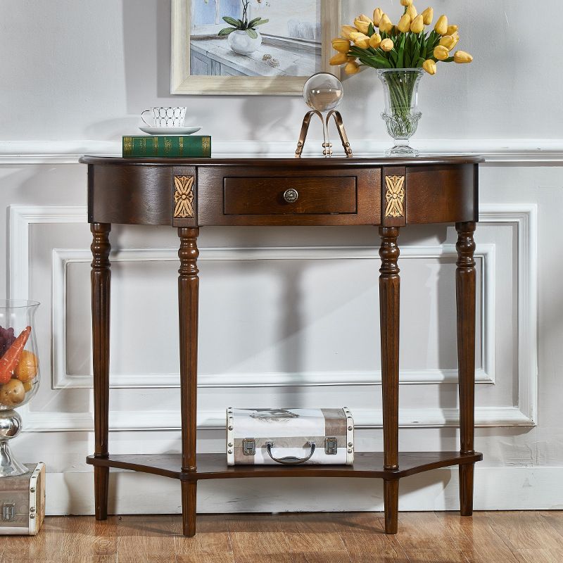 14.2 "wコンソールテーブルソリッドウッドミッドセンチュリーモダンストレージエンドテーブル