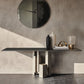 Modern Rectangular Console Table Stone Console Sofa Table in Grey/Black