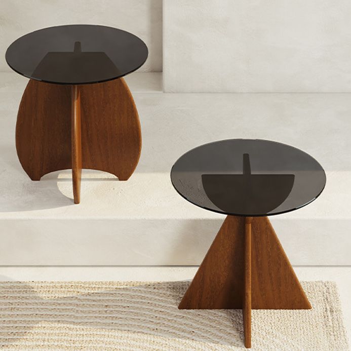 Contemporary Style Side End Table Solid Wood Sofa Side Accent Table Round Side End Table