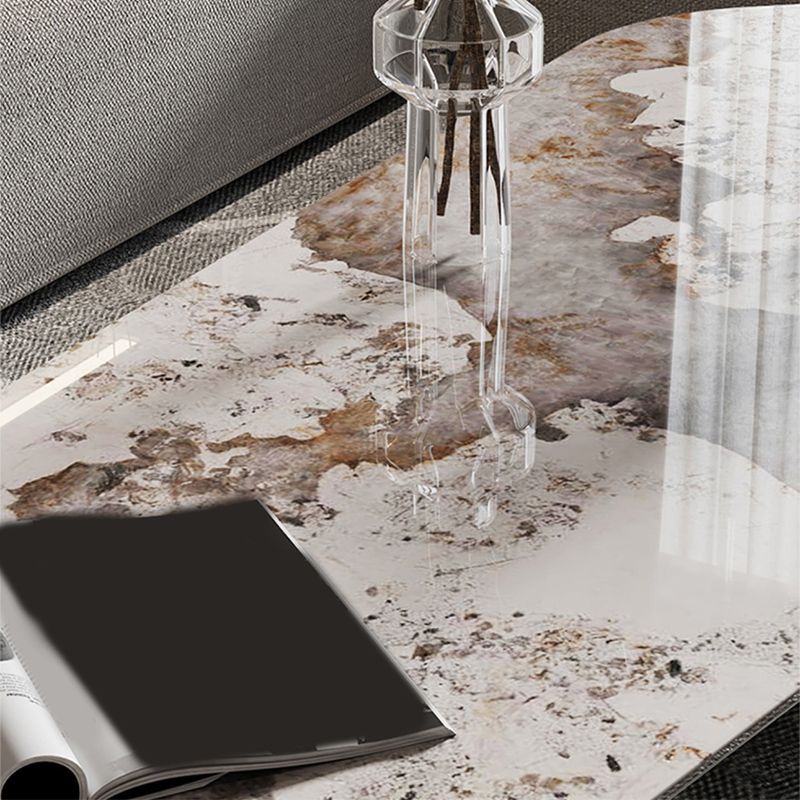 Gratis vorm met 2 poten salontafel moderne leisteen cocktailtafel in wit/goud