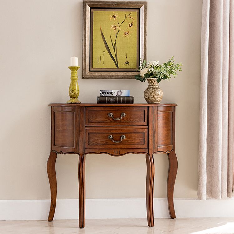 Mid-Century Modern Wood Accent Table Half Moon Console Sofa Table for Hall Clearhalo 'Console Tables' 'console_tables' 'Entry & Mudroom Furniture' 'furn' 'furn_console_tables' 'Furniture' 1200x1200_ffa9fbf9-f443-4795-9f82-044db8393e98