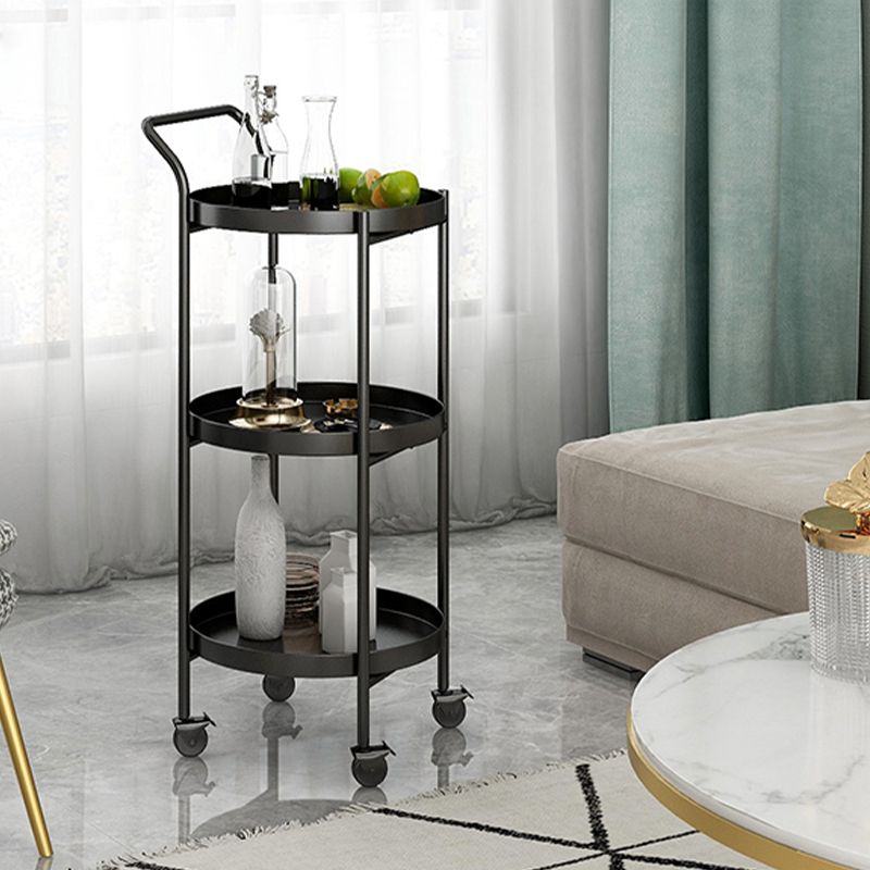 Mid-Century Tray Top Corner Table 4 Legs Metal Side End Table with Storage