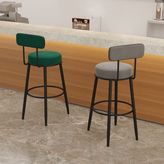 Scandinavian Velvet Footrest Bar Stool Matte Finish Low Back Home Stool Clearhalo 'Bar Furniture' 'Bar Stools' 'bar_stools' 'furn' 'furn_bar_stools' 'Furniture' 'furniture_bar_stools' 'Kitchen & Dining Furniture' 1200x1200_ffaac55a-58e4-4517-a67a-02bdb3beea8d