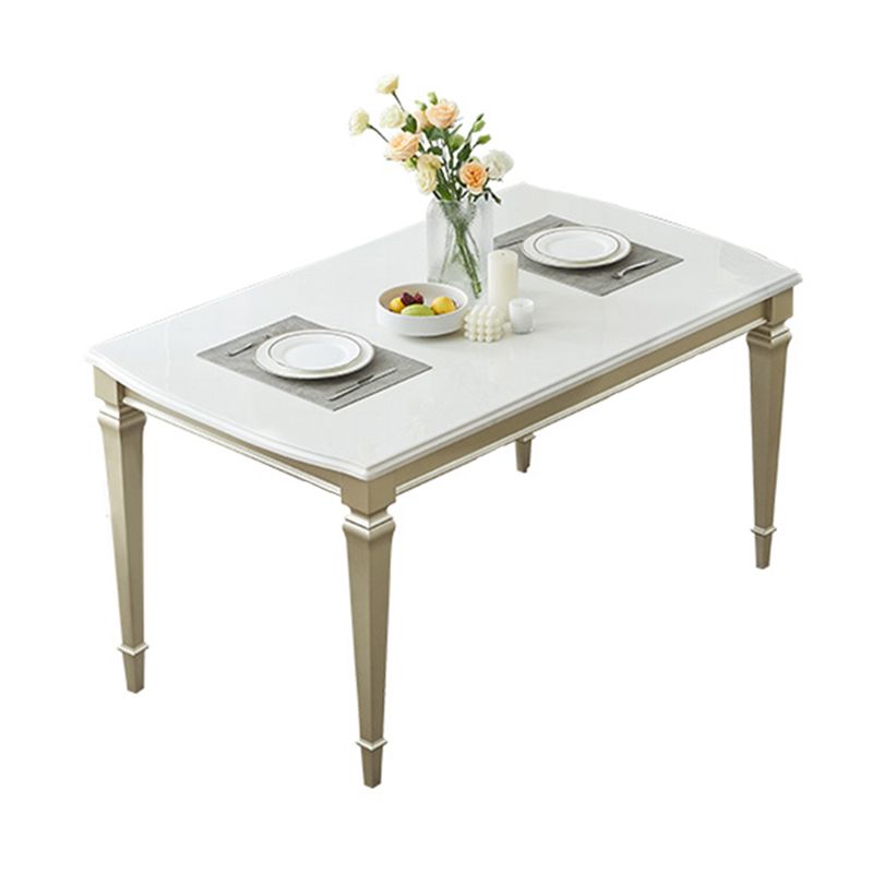 Glam Rectangle Dining Table White Faux Marble Tabletop for Home Clearhalo 'Dining Tables & Seating' 'Dining Tables' 'dining_table' 'furn' 'furn_dining_table' 'Furniture' 'Kitchen & Dining Furniture' 1200x1200_ffab79c6-cc94-46f5-a53c-049c57570d85