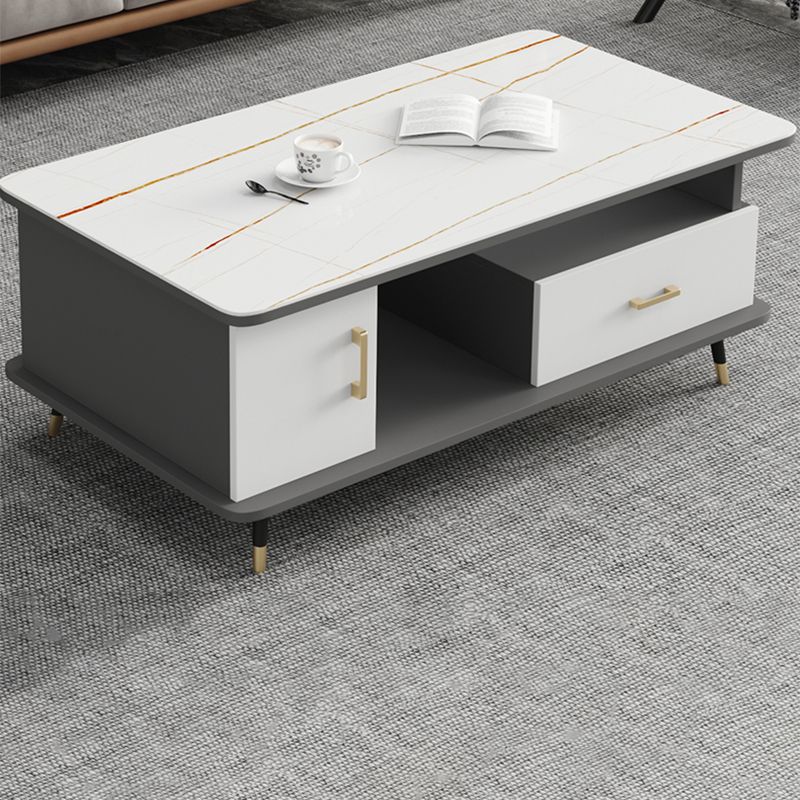 Table basse rectangulaire en ardoise avec tiroirs de rangement