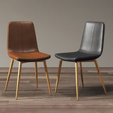 Chaise de salle à manger de style glam fausse chaise latéral avec des jambes en métal