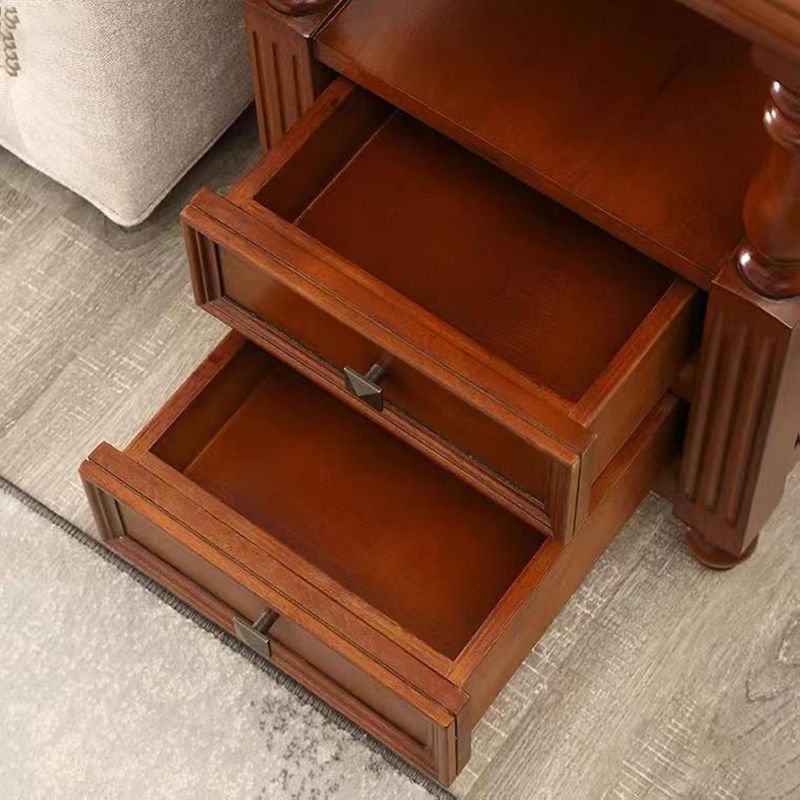 23,6 "hohe rustikale Eichenschubladen -Endtabelle 4 Beine rechteckiger Beistelltisch