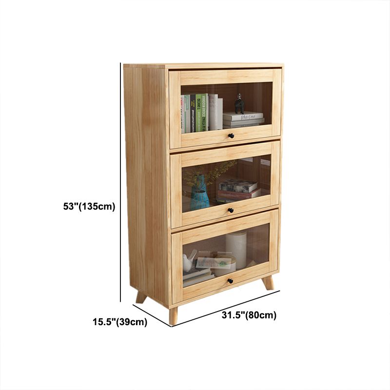 Contemporary Wooden Bookcase Vertical Closed Back Bookshelf for Home Office