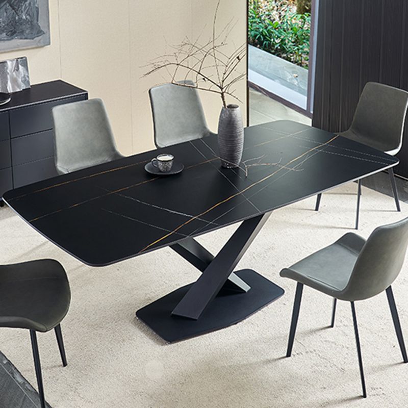Metal Contemporary Rectangular Dining Table Sintered Stone Dining Table with Pedestal Base Clearhalo ' dining_table' 'Dining Tables & Seating' 'Dining Tables' 'furn' 'furn_dining_table' 'Furniture' 'furniture_dining_table' 'Kitchen & Dining Furniture' 'kitchen&dining_furn' 'kitchen' 'kitchen_dining_table' 1200x1200_ffaddfde-86e8-4ef8-833c-3738f88fd6a8