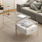 Modern 2 Nesting Glass Coffee Table Set Steel 4 Legs 1 - Drawer Cocktail Table Clearhalo 'Coffee & Accent Tables' 'Coffee Tables' 'coffee_tables' 'furn' 'furn_coffee_tables' 'Furniture' 'Living Room Furniture' 1200x1200_ffaeb011-799a-4fac-a444-1ed543cb0e6a