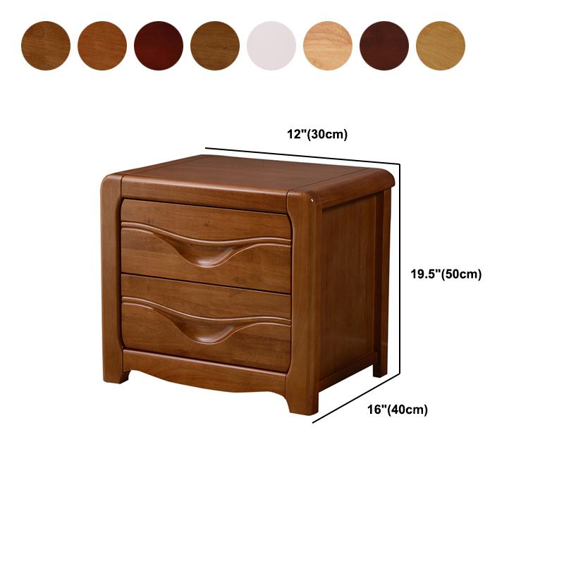 Table de chevet traditionnelle en bois massif de 20 "de haut avec 2 tiroirs